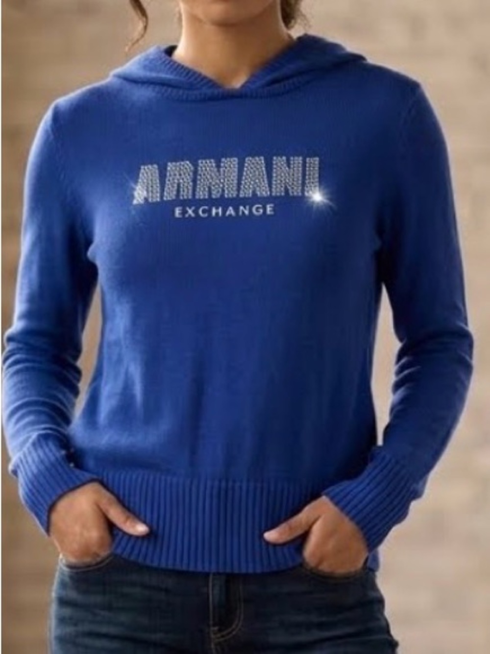 Armani Exchange Long Sleeve Lightweight Sweater with Hoodie